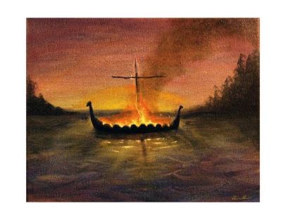 Burning Viking boat by Ryan Davis